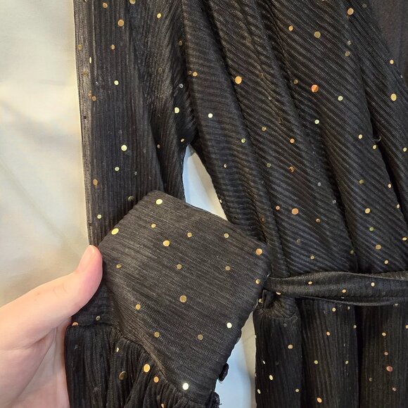 Baltic Born Dress Black With Gold Sparkles Size XL Slit Matching Belt Maxi - Picture 3 of 16